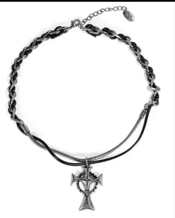 [새상품급] guilty cross leather necklace