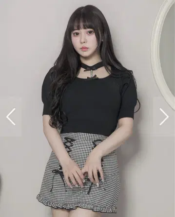 pium 레이스업 프릴 미니 치마바지 깅엄 체크 미니 스커트