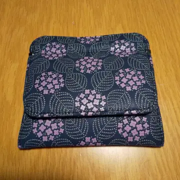 인덴야 수국 패턴 네이비 코인 케이스