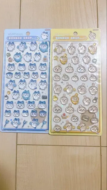 [미사용 새상품] 치이카와(먼작귀) 모자 꽁지 드롭 씰 2점