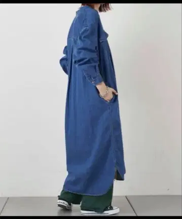데님 롱 셔츠 원피스