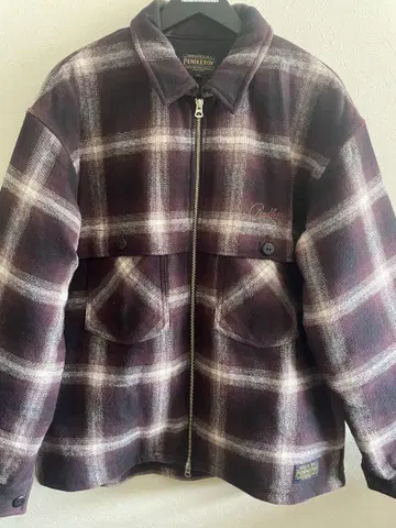 새상품급 Pendleton 퍼플 화이트 체크 플란넬 자켓