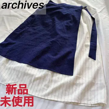 archives 플레어 스커트 네이비 화이트 스트라이프