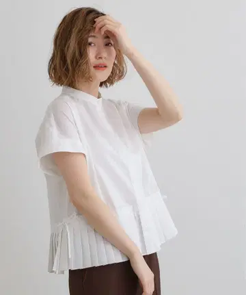 25SS grove 밑단 플리츠 블라우스
