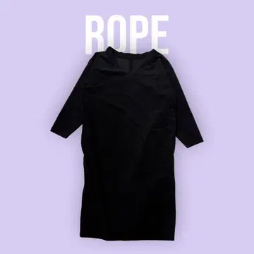 ROPE 블랙 7부 소매 V넥 원피스 사이즈 38 S-775