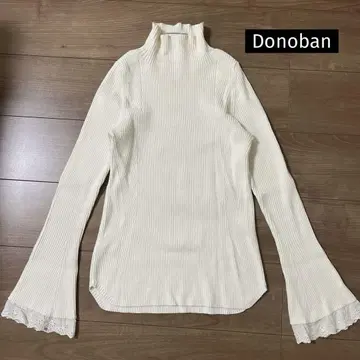 [ Donoban ] 스웨터 하이넥 긴팔 이너 상의 레이스 화이트