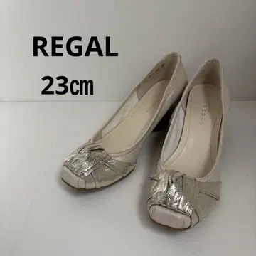 새상품급 REGAL 리 베이지 라메 펌프스 23cm