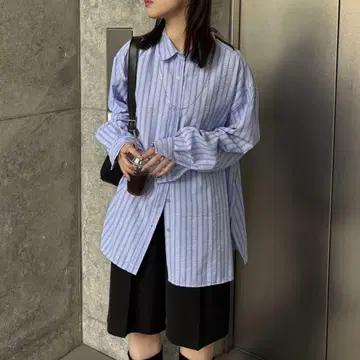 aunt marie's 오버 사이즈 베이직 스트라이프 셔츠