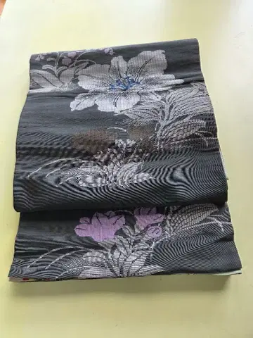 블랙 베이스 꽃무늬 오비 앤티크