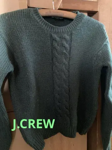 J.CREW 그린 케이블 짜임 스웨터