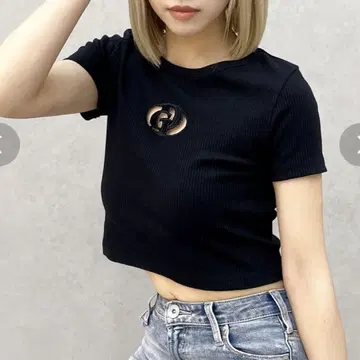 GYDA GD 컷 아웃 하프 슬리브 골지 상의