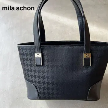 [mila schon] 밀라 쇤 핸드백 블랙 하운드투스 체크 패턴