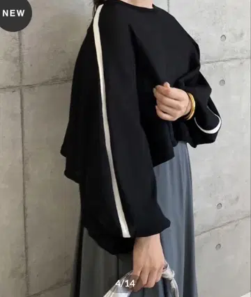 최종 가격 인하 ROSIEE 로지 소매 배색 라인 크롭 니트