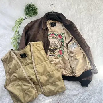 AVIREX 아비렉스 XL G-1 가죽 자켓 라이너 포함