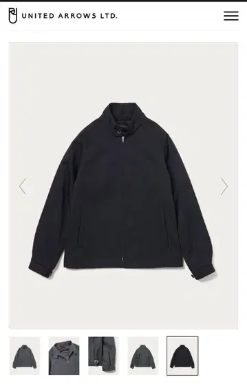 UNITED ARROWS 개버딘 탄력 해링턴 자켓 블랙 M