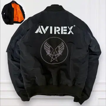 AVIREX 아비렉스 리버서블 MA-1 빅 로고 블랙 L-XL