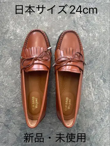 새상품 미사용 브라운 GH.BASS 가죽 로퍼 24cm