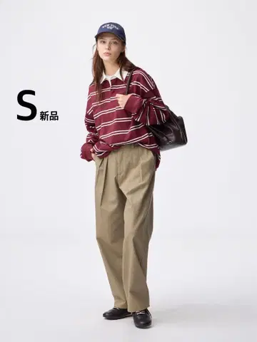 GU 치노 배럴 레그 턱 팬츠 S