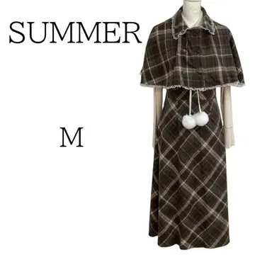 새상품급 SUMMER 체크 무늬 탐정풍 판초 케이프 코트 M