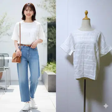휴먼 우먼 코튼 블라우스 오부 소매 화이트 M 사이즈 새상품급