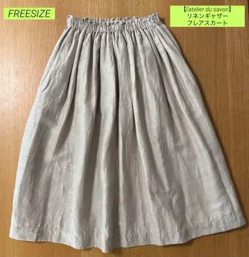 [ l'atelier du savon ] 린넨 개더 플레어 스커트