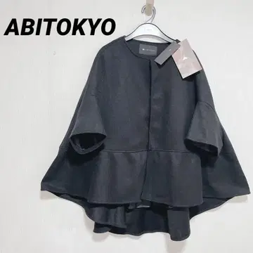 최종 가격 아비토 도쿄 판초 페플럼 블랙 노카라 드롭 숄더