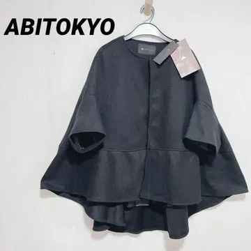 최종 가격 아비토 도쿄 판초 페플럼 블랙 노카라 드롭 숄더