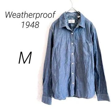 Weatherproof 1948 긴팔 셔츠 M 다크 블루 빈티지