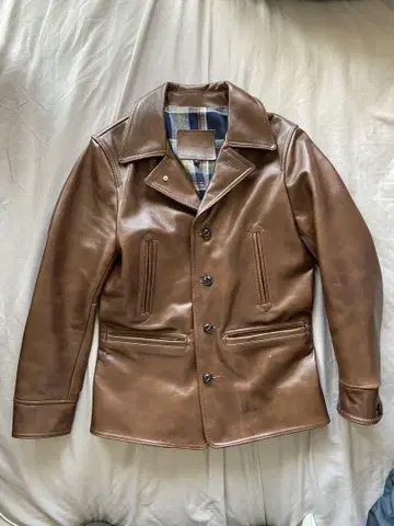 가죽 카 코트 브라운