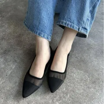 시스루 블랙 스틸레토 펌프스