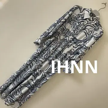 IHNN 프린트 긴팔 셔츠 원피스