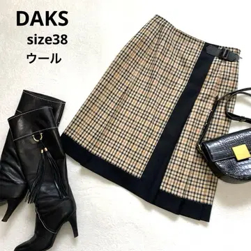 새상품급 DAKS 닥스 랩 스타일 플리츠 스커트 M 베이지 체크 모