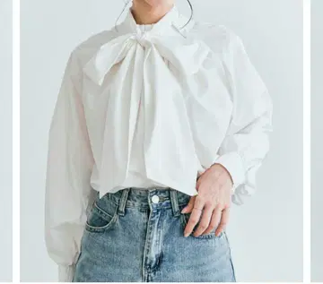 블라우스 2way 보타이 턱 블라우스 체형 커버 배 엉덩이 긴팔 블라우스