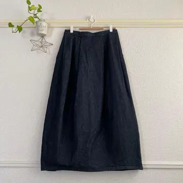 무인양품 여성용 데님 벌룬 롱 스커트 네이비 L 사이즈