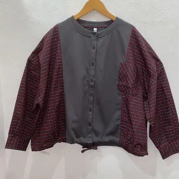 루피리안 티셔츠 그레이와 체크 무늬의 긴팔 셔츠 새상품