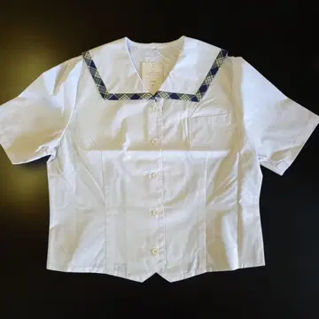 세일러 카라 반팔 셔츠 3L 체크 무늬 옷깃