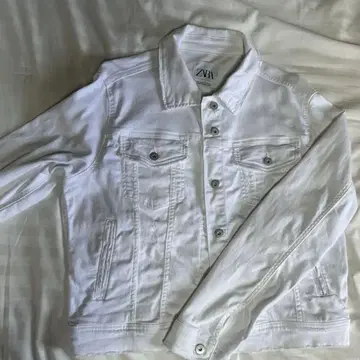 ZARA 화이트 데님 데미지 자켓 XL