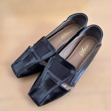 Sette 블랙 가죽 로퍼 낮은 힐