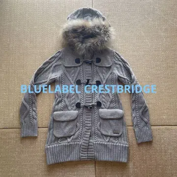 BLUELABEL CRESTBRIDGE 퍼 달린 케이블 니트 가디건