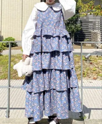 메리제니 floral dot 티어드 점프수트 원피스