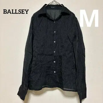 [ 볼지 ] BALLSEY 스트라이프 실크 혼방 긴팔 셔츠 블랙 M 상당