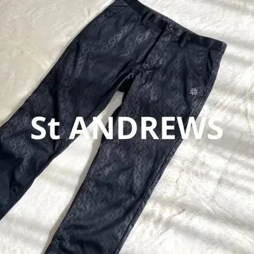 St ANDREWS 속기모 올 로고 무늬 팬츠 M 사이즈 블랙