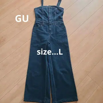 다크 블루 데님 오버롤 와이드 레그