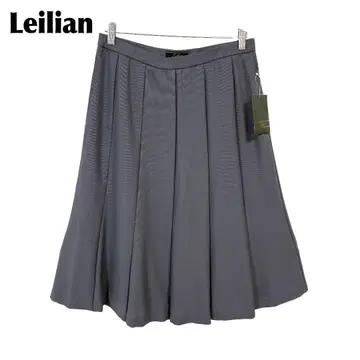 택 포함 새상품 Leilian 허리밴딩 플리츠풍 스커트 13+ 그레이