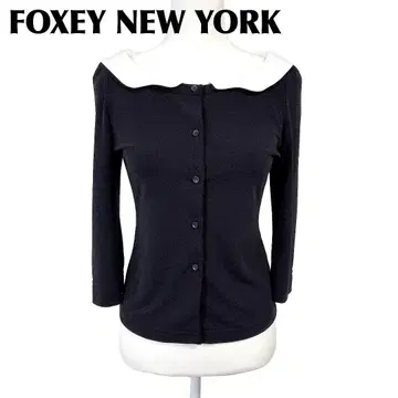 FOXEY NEW YORK 7부 소매 티셔츠 옷깃 탈부착 가능 38 블랙