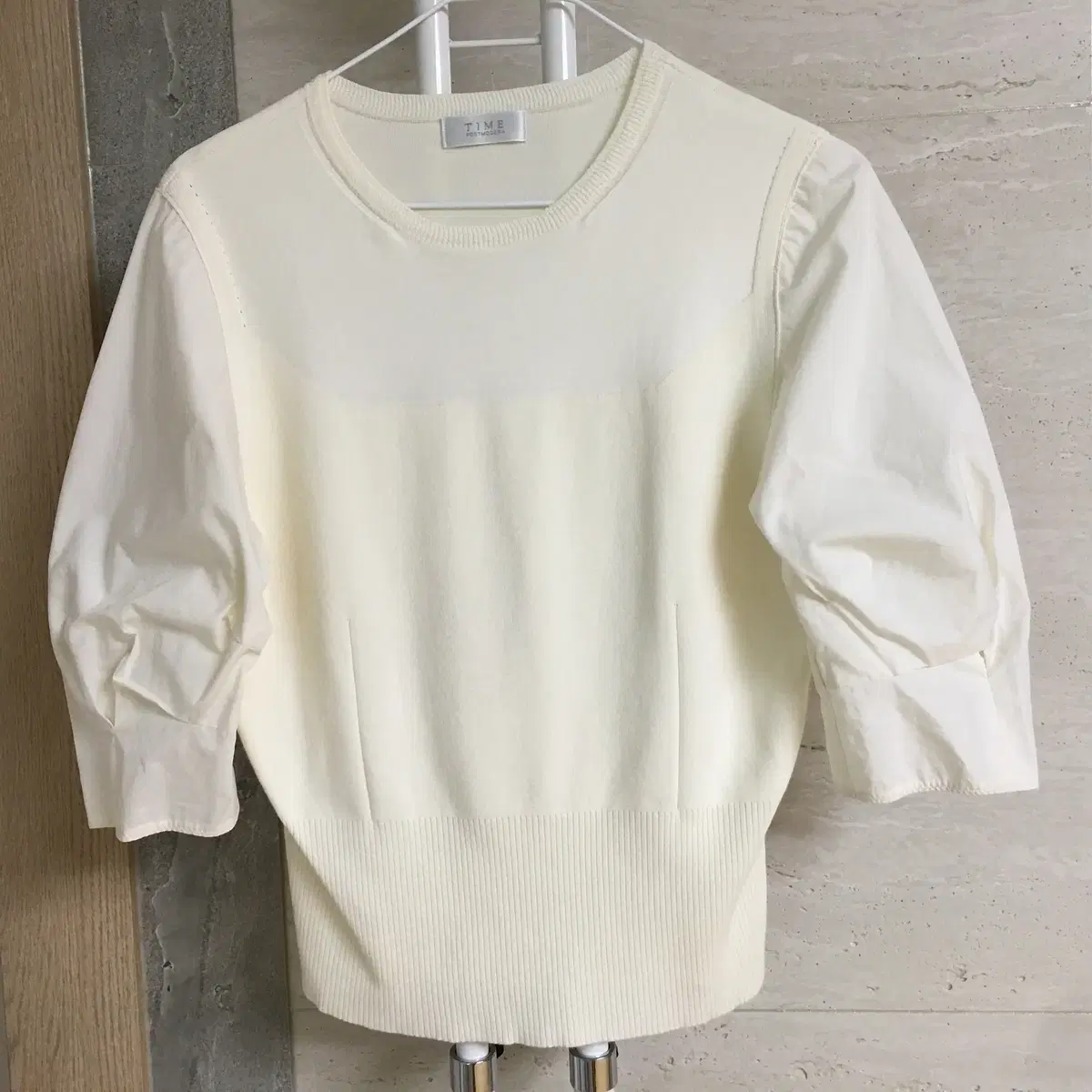 TIME Puff Sleeve Short Sleeve Knit 55