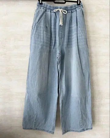 와이드 이지 팬츠 데님 팬츠 블루 사만사 모스모스 에카 소포