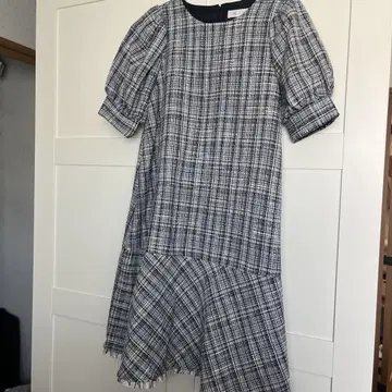 And Couture 체크 무늬 반팔 미니 원피스