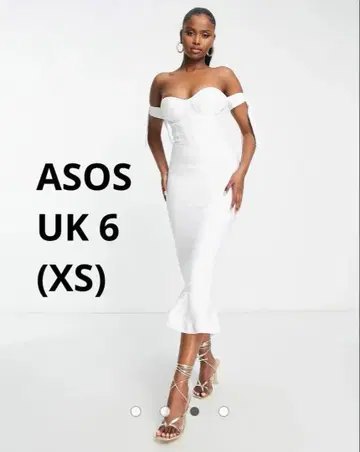 ASOS 화이트 슬리브리스 원피스