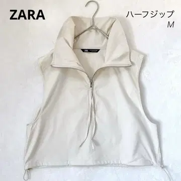 ZARA 하프 업 지퍼 카라 부착 하이넥 베스트 티셔츠 M